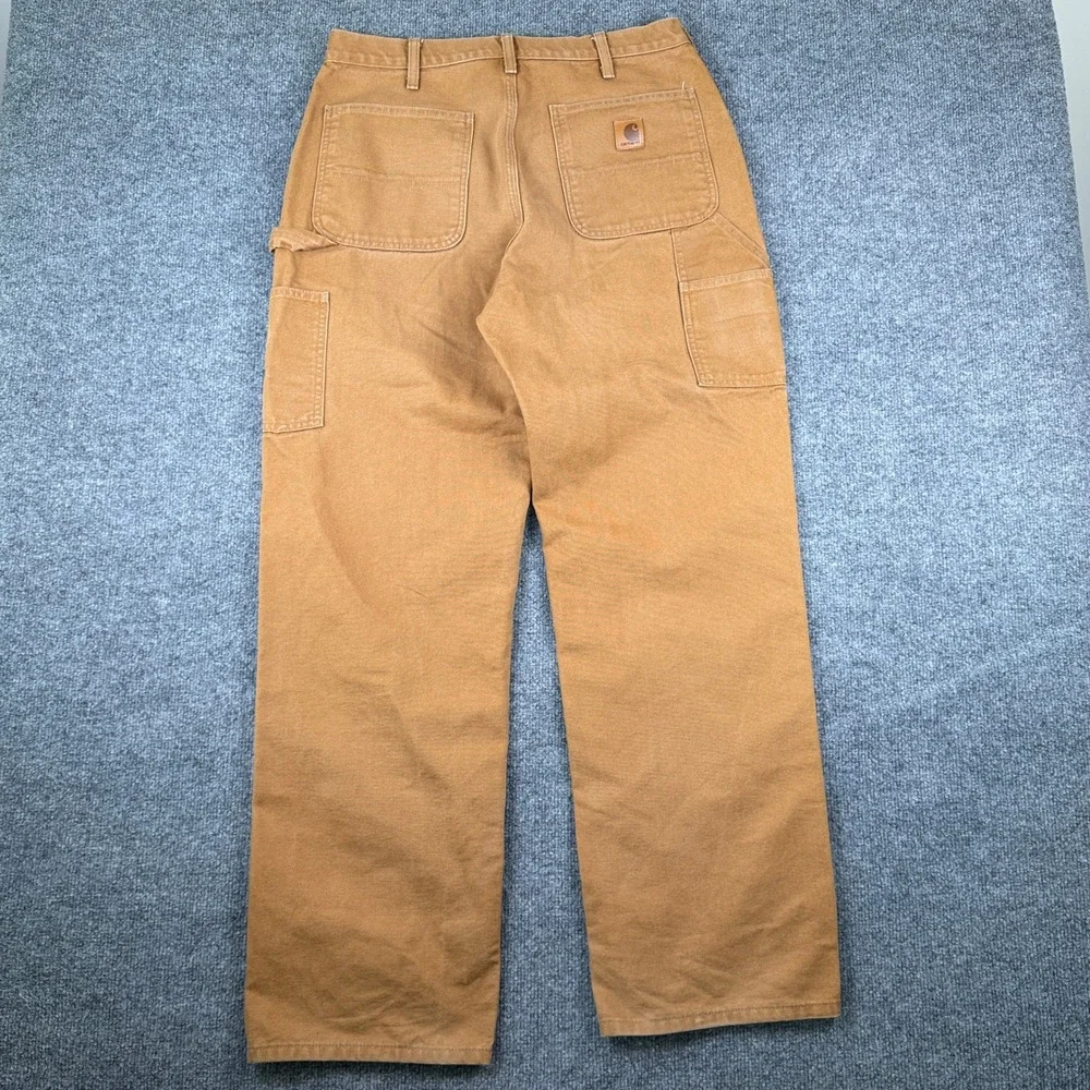 Carhartt Pants Mens 34x34 Brown Duck Canvas Loose Fit Carpenter Work B11 BRN